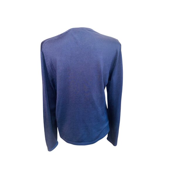 Pendleton Navy Blue Silk Blend Button-Up Cardigan Sweater M Preppy Minimalist - Picture 2 of 8